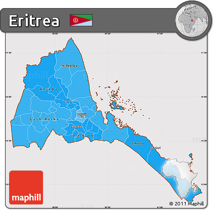 Political Shades Simple Map of Eritrea, cropped outside