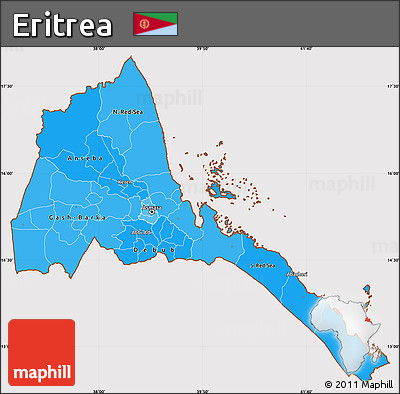 Political Shades Simple Map of Eritrea, cropped outside