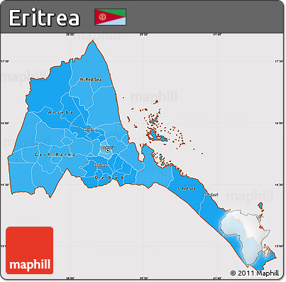 Political Shades Simple Map of Eritrea, cropped outside