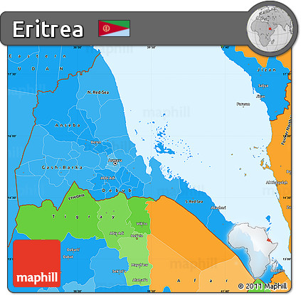 Political Shades Simple Map of Eritrea, political outside