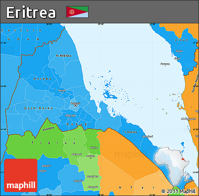 Political Shades Simple Map of Eritrea, political outside