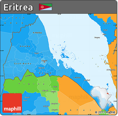 Political Shades Simple Map of Eritrea, political outside