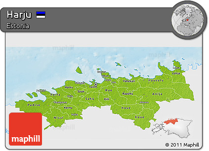 Physical 3D Map of Harju, single color outside