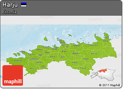 Physical 3D Map of Harju, single color outside