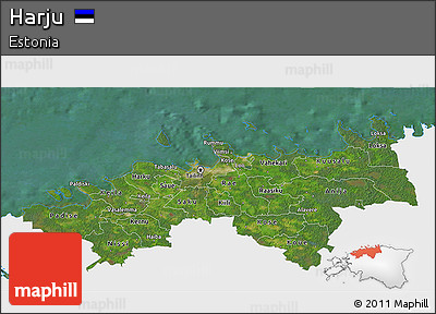 Satellite 3D Map of Harju, single color outside