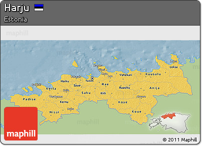 Savanna Style 3D Map of Harju, single color outside