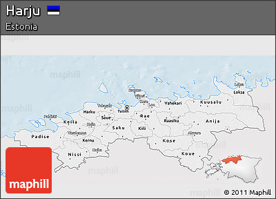 Silver Style 3D Map of Harju, single color outside