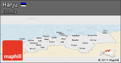 Classic Style Panoramic Map of Harju, single color outside