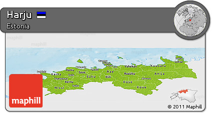 Physical Panoramic Map of Harju, single color outside
