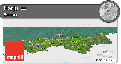 Satellite Panoramic Map of Harju, single color outside