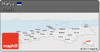 Silver Style Panoramic Map of Harju, single color outside