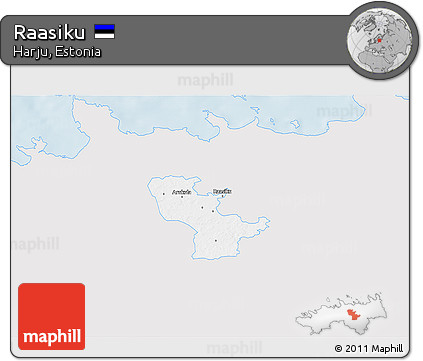 Silver Style 3D Map of Raasiku, single color outside