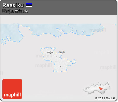 Silver Style 3D Map of Raasiku, single color outside