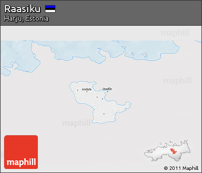 Silver Style 3D Map of Raasiku, single color outside
