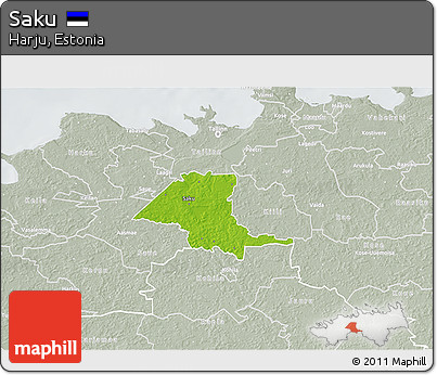 Physical 3D Map of Saku, lighten, semi-desaturated
