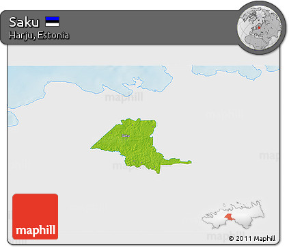 Physical 3D Map of Saku, single color outside