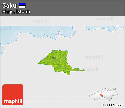 Physical 3D Map of Saku, single color outside