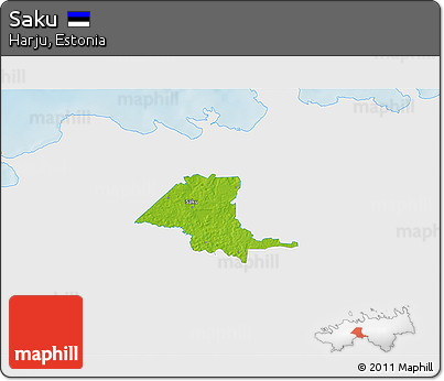 Physical 3D Map of Saku, single color outside