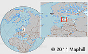 Gray Location Map of Saku, highlighted parent region, hill shading