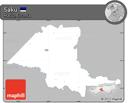 Gray Simple Map of Saku, single color outside