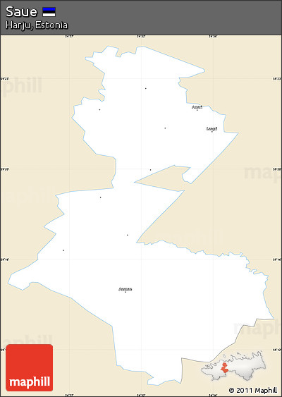 Classic Style Simple Map of Saue, single color outside