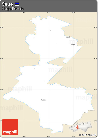 Classic Style Simple Map of Saue, single color outside