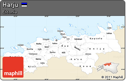 Classic Style Simple Map of Harju, single color outside