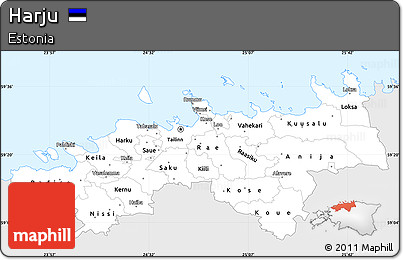 Silver Style Simple Map of Harju, single color outside
