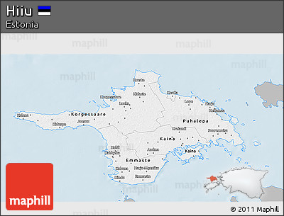 Gray 3D Map of Hiiu, single color outside