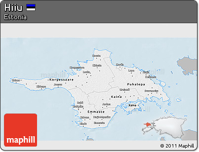 Gray 3D Map of Hiiu, single color outside