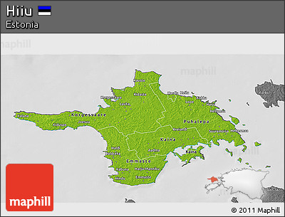 Physical 3D Map of Hiiu, desaturated