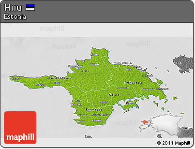Physical 3D Map of Hiiu, desaturated