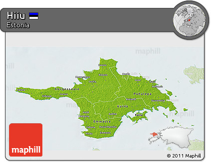 Physical 3D Map of Hiiu, lighten