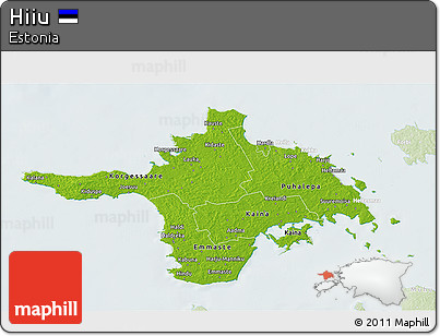 Physical 3D Map of Hiiu, lighten
