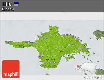Physical 3D Map of Hiiu, semi-desaturated