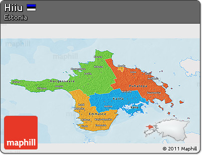 Political 3D Map of Hiiu, single color outside