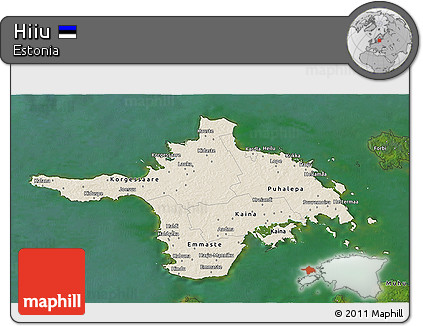 Shaded Relief 3D Map of Hiiu, satellite outside