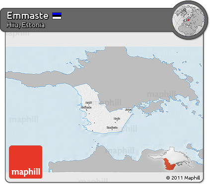 Gray 3D Map of Emmaste, single color outside