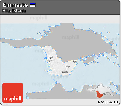 Gray 3D Map of Emmaste, single color outside