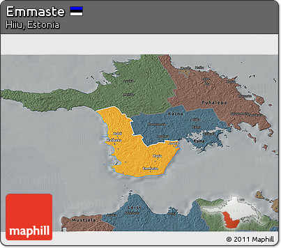Political 3D Map of Emmaste, darken, semi-desaturated