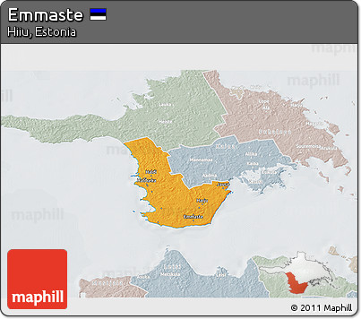 Political 3D Map of Emmaste, lighten, semi-desaturated