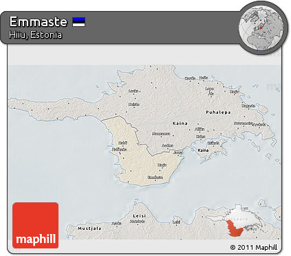 Shaded Relief 3D Map of Emmaste, semi-desaturated