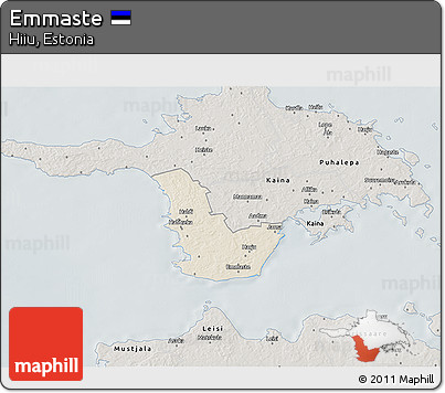 Shaded Relief 3D Map of Emmaste, semi-desaturated