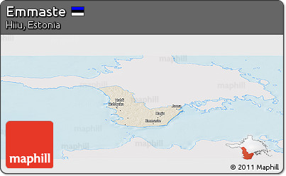 Shaded Relief Panoramic Map of Emmaste, single color outside