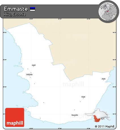 Classic Style Simple Map of Emmaste, single color outside