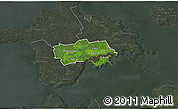 Satellite 3D Map of Käina, darken, semi-desaturated