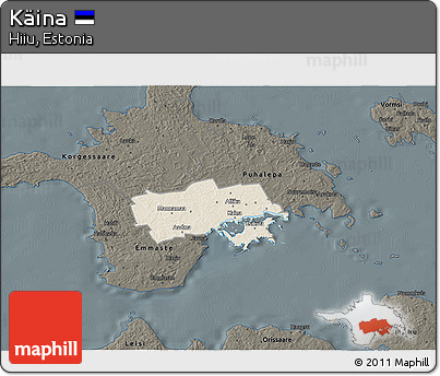 Shaded Relief 3D Map of Käina, darken