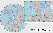 Gray Location Map of Käina, within the entire country, hill shading