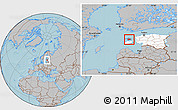 Gray Location Map of Käina, highlighted country, highlighted parent region, hill shading