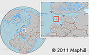 Gray Location Map of Käina, highlighted parent region, within the entire country, hill shading